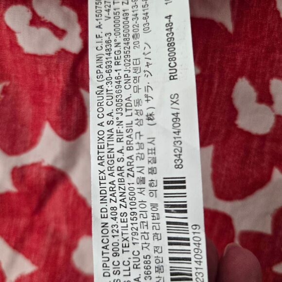 ZARA Printed Poplin Puff Sleeve Maxi Dress Floral Red Size‎ XS - Picture 7 of 10